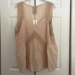 Johnny Was blush pink light and airy top